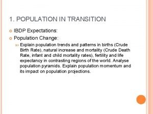 1 POPULATION IN TRANSITION IBDP Expectations Population Change