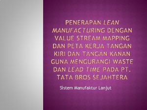 Sistem Manufaktur Lanjut A Syaifuddin Arif Eliana Nurhafidah