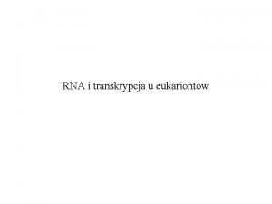 RNA i transkrypcja u eukariontw Rodzaje sekwencji w