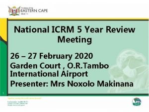 National ICRM 5 Year Review Meeting 26 27