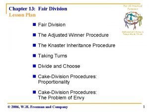 Chapter 13 Fair Division Lesson Plan For All