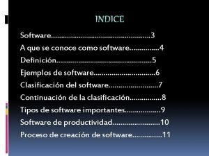 INDICE Software 3 A que se conoce como