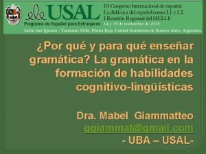 Por qu y para qu ensear gramtica La