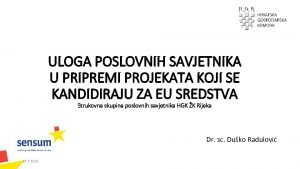 ULOGA POSLOVNIH SAVJETNIKA U PRIPREMI PROJEKATA KOJI SE