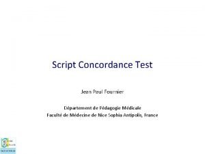 Script Concordance Test Jean Paul Fournier Dpartement de