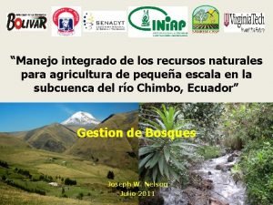 Manejo integrado de los recursos naturales para agricultura