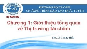 TRNG I HC TR VINH CHNG TRNH O