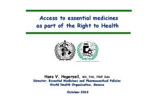 Access to essential medicines as part of the