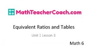 What is a ratio table