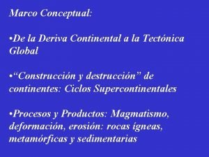 Marco Conceptual De la Deriva Continental a la