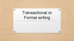 Formal writing introduction