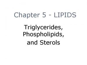 Triglycerides phospholipids and sterols