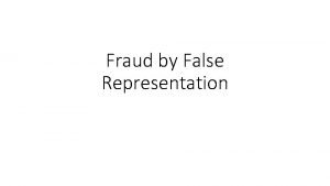 Fraud by False Representation S 2 Fraud Act