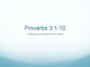 Proverbs 3:1-10