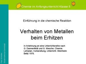 Chemie im Anfangsunterricht Klasse 8 Einfhrung in die