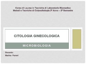 CITOLOGIA GINECOLOGICA MICROBIOLOGIA SOMMARIO Batteri Funghi Candida Albicans