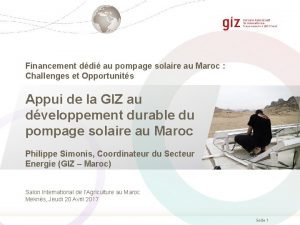 Financement ddi au pompage solaire au Maroc Challenges