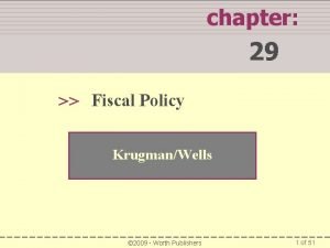 chapter 29 Fiscal Policy KrugmanWells 2009 Worth Publishers
