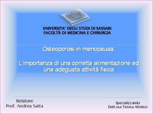 UNIVERSITA DEGLI STUDI DI SASSARI FACOLT DI MEDICINA