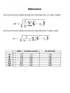 Attenzione per la previsione della deviazione standard per