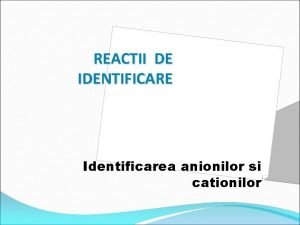 Reactii de identificare