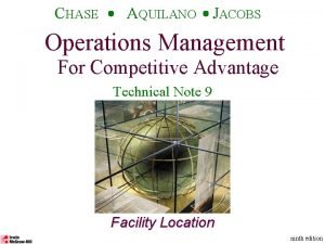 Operations Management CHASE For Competitive Advantage AQUILANO ninth