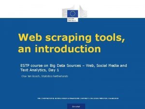 Web scraping tools an introduction ESTP course on