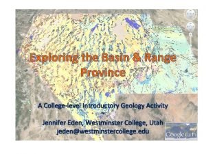 Exploring the Basin Range Province A Collegelevel Introductory