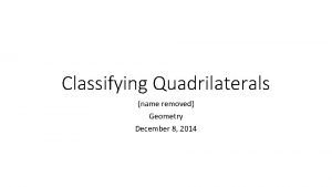Classifying Quadrilaterals name removed Geometry December 8 2014