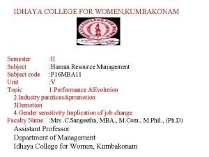 IDHAYA COLLEGE FOR WOMEN KUMBAKONAM Semester II Subject