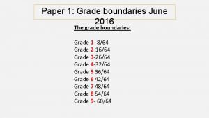 June 2016 grade boundaries