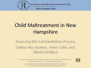 Policy Research Shop Child Maltreatment in New Hampshire