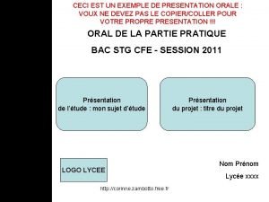 CECI EST UN EXEMPLE DE PRESENTATION ORALE VOUX