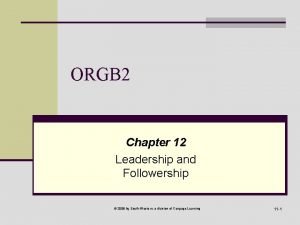 ORGB 2 Chapter 12 Leadership and Followership 2008