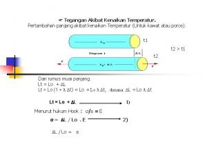 Tegangan Akibat Kenaikan Temperatur Pertambahan panjang akibat kenaikan