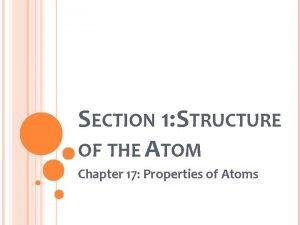 Section 1 structure of the atom