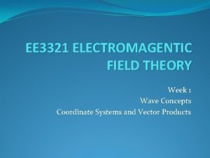 EE 3321 ELECTROMAGENTIC FIELD THEORY Week 1 Wave EE 3321 ELECTROMAGENTIC FIELD THEORY Week 1 Wave