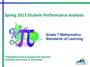 Spring 2013 Student Performance Analysis Grade 7 Mathematics