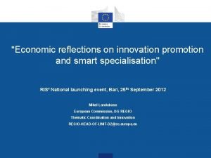 Economic reflections on innovation promotion and smart specialisation