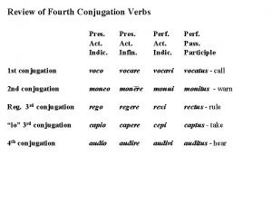 Review of Fourth Conjugation Verbs Pres Act Indic