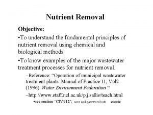 Objectives of water treatment