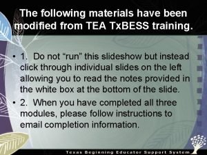 The following materials have been modified from TEA