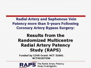 Radial Artery and Saphenous Vein Patency more than