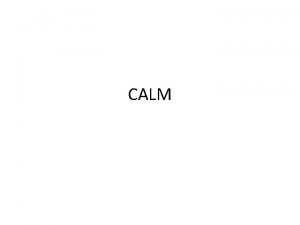 CALM outline Overview of the CALM Concept What