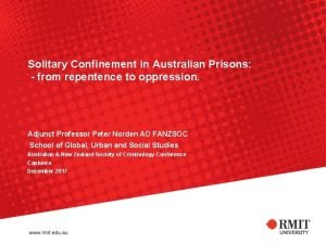 Solitary Confinement in Australian Prisons from repentence to