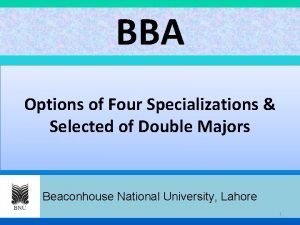 BBA Options of Four Specializations Selected of Double