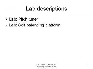 Lab descriptions Lab Pitch tuner Lab Self balancing