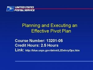 Planning and Executing an Effective Pivot Plan Course