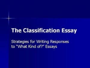 Classification and division essay example