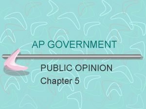 AP GOVERNMENT PUBLIC OPINION Chapter 5 PUBLIC OPINION